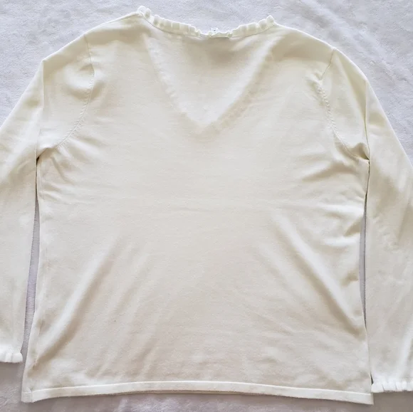 Vila Milano Cream Long Sleeve Soft V-neck Sweater--XL - Picture 10 of 14